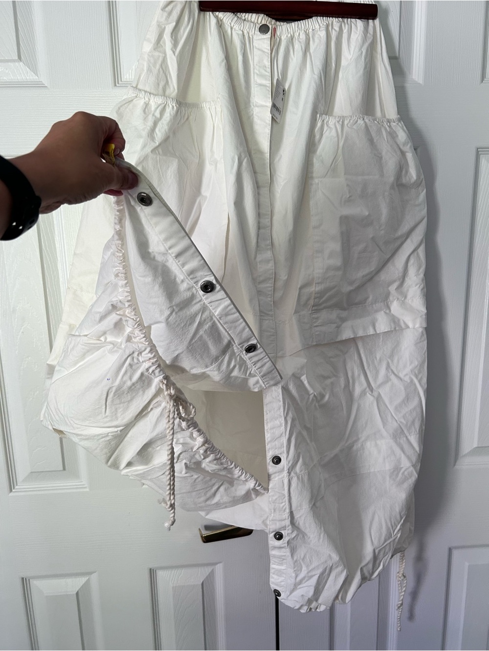 Free People Maxi Skirt Cotton Button Up Ivory Women Small Pockets New - Picture 4 of 13